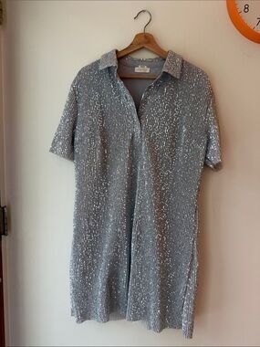 Stine Goya Silver Sequin Short-Sleeve Shirt Dress